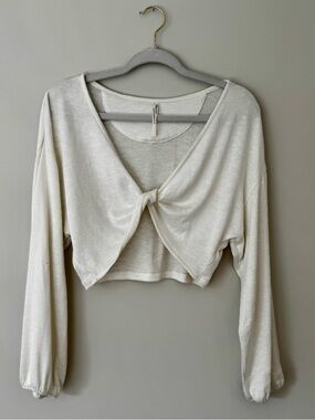 Anthropologie Femme Twist Pullover Knit Long Sleeve Top, White – Small